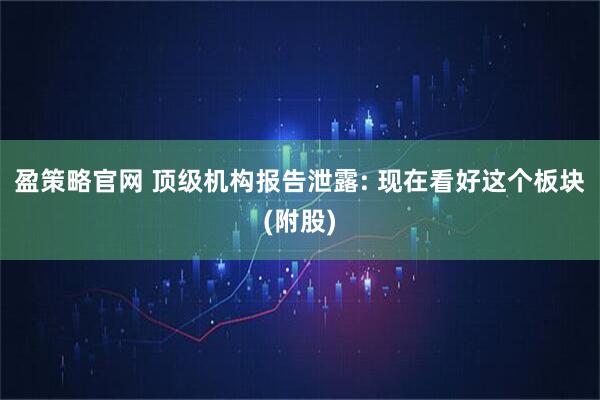 盈策略官网 顶级机构报告泄露: 现在看好这个板块(附股)