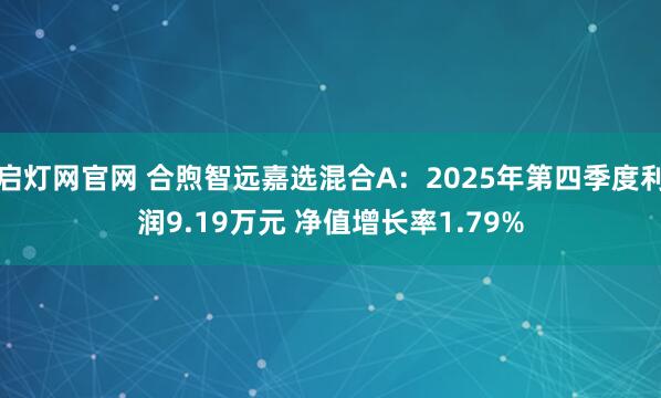 启灯网官网 合煦智远嘉选混合A：2025年第四季度利润9.19万元 净值增长率1.79%